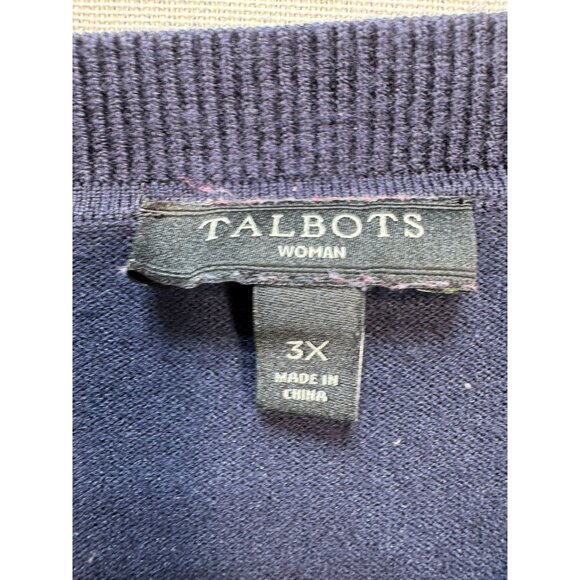 Talbots Woman Striped Knit Sweater 3X Navy & Red Mature - Picture 2 of 10